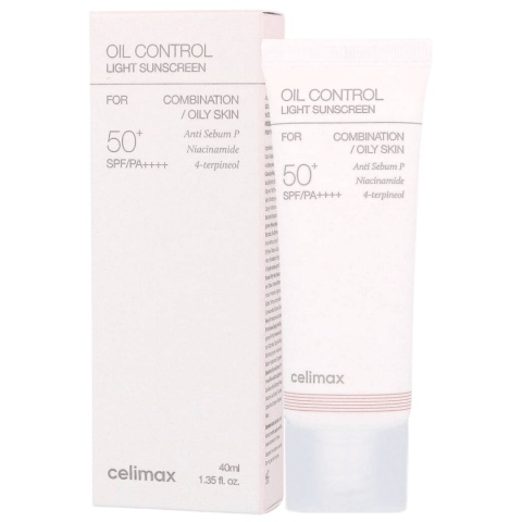 Celimax - Oil Control Light Sunscreen SPF50+ PA++++, 40 ml - matujący krem do twarzy z filtrem