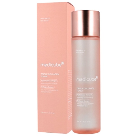 Medicube - TRIPLE COLLAGEN TONER 4.0, 140ml - tonik do twarzy o działaniu nawilżającym i ujędrniającym